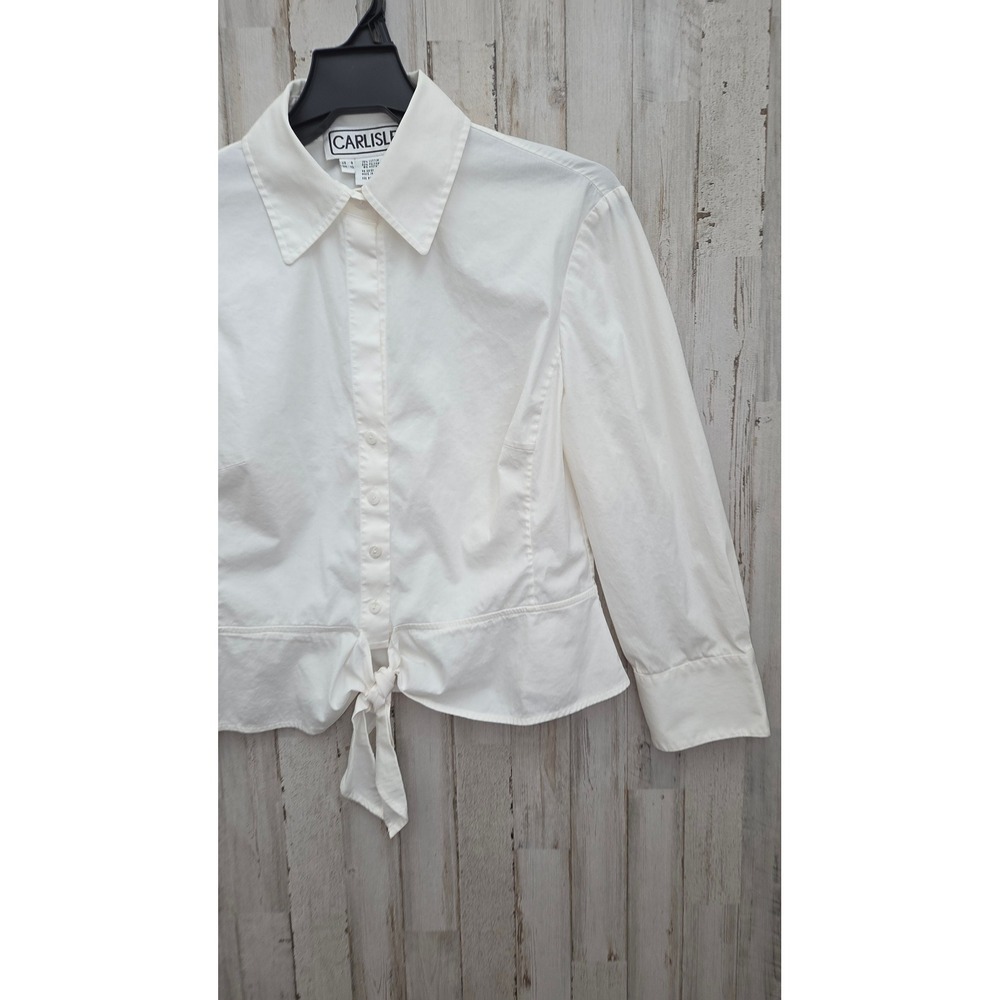 Carlisle size 8 Button Shirt Top Blouse 3/4 sleeve Stretch Tie Front - Picture 3 of 4